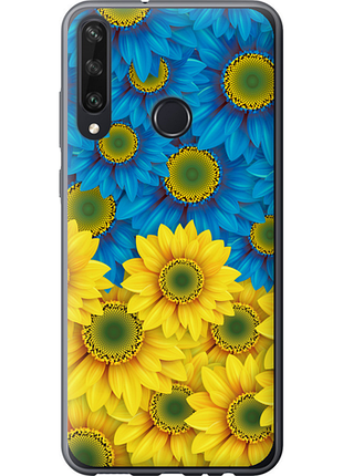 Чохол на huawei y6p жовто-блакитні квіти "1048u-1952-851"
