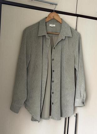 Вельветова сорочка h&m, оливковий, розмір uk 16/eur 44