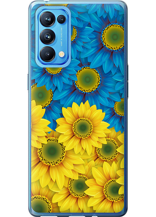 Чохол на oppo reno5 pro жовто-блакитні квіти "1048u-2239-851"