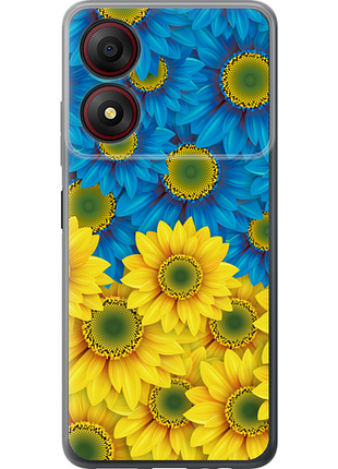 Чехол на zte blade a34 желто-голубые цветы "1048u-3989-851"