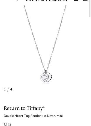 Ланцюжок tiffany & co. підвіска з подвійним серцем у сріблі, міні