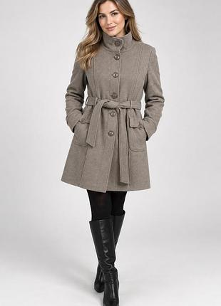Пальто жіноче ibc, демі, у теплому відтінку тауп 2