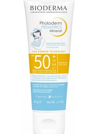 Bioderma photoderm pediatrics mineral spf50+ сонцезахисний крем для немовлят і дітей 50 гр 11/2026