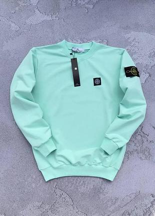 Чоловічий світшот stone island м'ятний весняний осінній чоловіча кофта без капюшона стон айленд із патчем xxl (b)