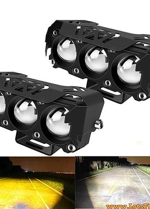 2шт led фары универсальная белый желтый лед прожектор 10-80v противотуманная свет на мотоцикл автомобиль