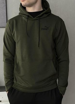 Демісезонний худі хакі puma (двонитка)