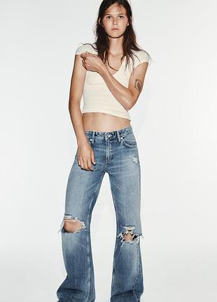 Джинси жіночі рвані розкльошені zara new