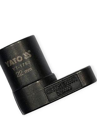 Головка для снятия лямбда-зонда 1/2" 22мм черная crmo "сквозная" yato
