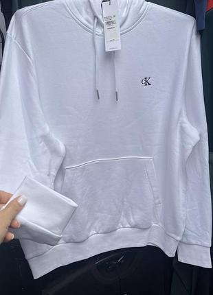 Чоловіче худі calvin klein оригінал на флісі з сша / біла тепла кофта ск кофта м