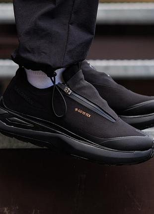 Мужские кроссовки salomon odyssey elmt gore-tex nd черные на молнии водонепроницаемые осенние очень легкие надежные из текстиля