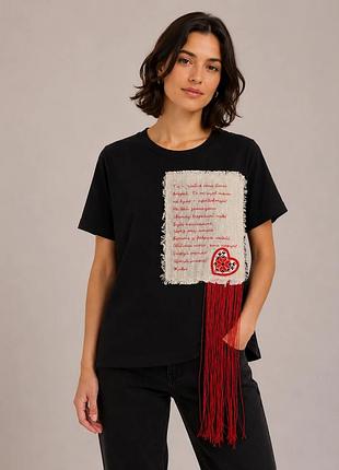 Женская классическая плотная футболка с разрезами ты-смысл modna kazka mknk160729