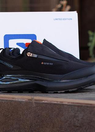 Мужские кроссовки salomon odyssey elmt gore-tex nd черные из текстиля на молнии водонепроницаемые осенние повседневные надежные