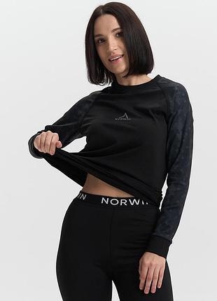 Термобелье женское norwin dark pixel черная зимняя микродайвинг на флисе норвин оригинальный комплект кофта и штаны xxxl