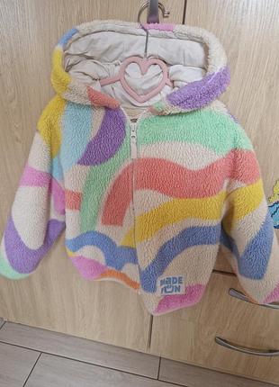 Теплая курточка тедди next для девочки 5-6 лет.