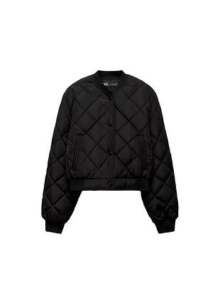 Стьобана куртка бомбер zara оригінал / чорна демісезонна легка куртка зара м l