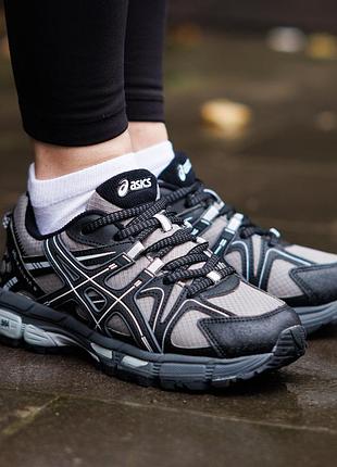 Женские кроссовки черные asics gel kahana 8 термо асикс гель кахана из натуральной кожи повседневные осень зима стильные удобные