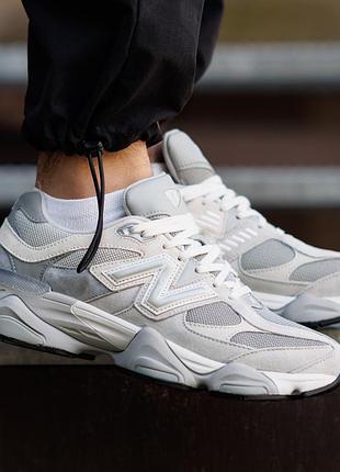 Мужские кроссовки new balance 9060 nd свет серые повседневные текстильные и замшевые на лето весну подошва пена модные нью беленс