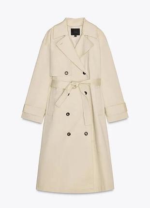 Zara довгий oversize тренч, світло-бежевий, xs–s