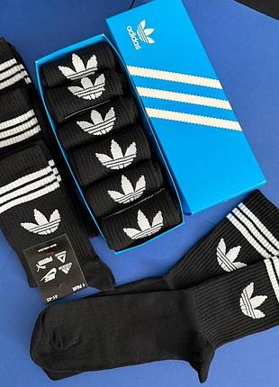 Набор мужских носков adidas черные качественные высокые носки 6 пар для мужчин в подарочной коробке адидас