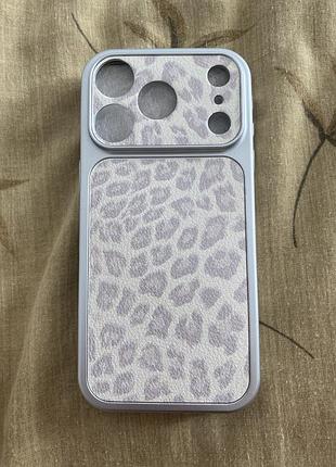 Чохол новий на айфон 17 про iphone 17 pro чехол кейс світлий сірий молочний леопардовий