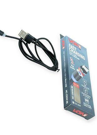 Кабель для зарядки магнитный voin usb - micro usb, 1м, 2.4а черный (только зарядка)