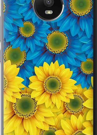 Чохол на motorola moto e4 plus жовто-блакитні квіти "1048u-1000-851"