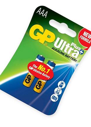 Батарейка aaa лужна 1.5v мініпальчик gp ultra плюс alkaline 2шт блістер