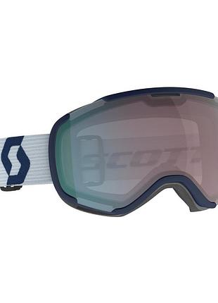 Маска горнолыжная scott faze іі dark blue/light grey/enhancer aqua chrome s2
