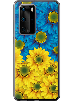 Чехол на huawei p40 pro желто-голубые цветы "1048u-1839-851"