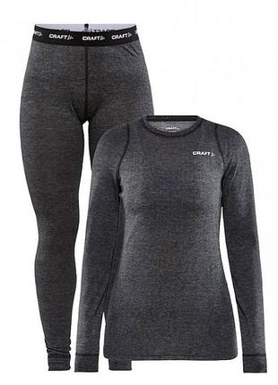 Термобелье женское craft core wool merino set w black/melange