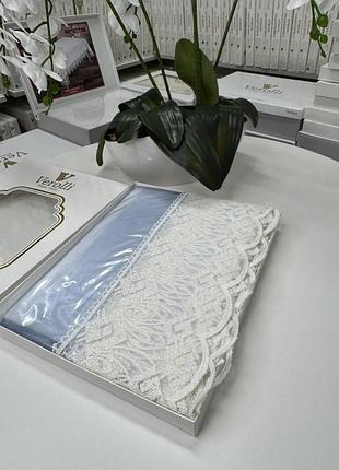 Скатертина силіконова прямокутна verolli з мереживом м'яке скло 160 на 300 см