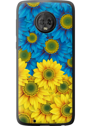 Чохол на motorola moto g6 жовто-блакитні квіти "1048u-982-851"