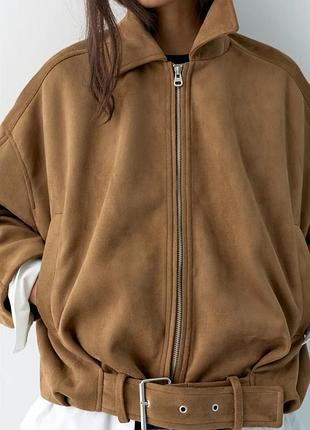 Стильна куртка-бомбер зі штучної замші pull&bear 2