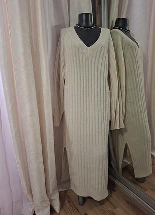 Теплое с разрезами по бокам платье 👗 5