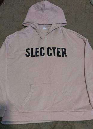 Женское оверсайз худи розовое с принтом slecter (xl)