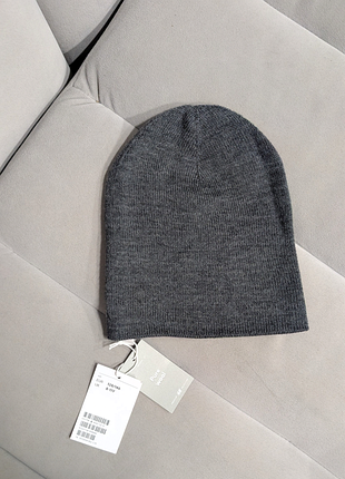 Шапка біні темносіра 100% вовна h&m 8-10 років