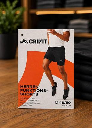 Мужские спортивные функциональные шорты бренда crivit. двойные шорты 2-в-1.