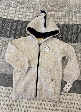 Тепла кофта на замку для хлопчика діно бренду carters на 4 роки