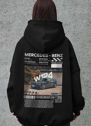 Жіноче оверсайз худі толстовка на флісі з капюшоном та принтом without w124 mercedes-benz black