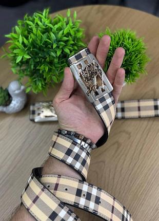 Ремень burberry бежевый, с логотипом 110 см