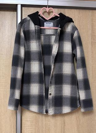 Сорочка в клітинку з капюшоном old navy 146 см