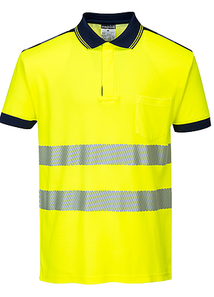 Светоотражающая рубашка поло pw3 s/s t180 желтый/темно-синий, s