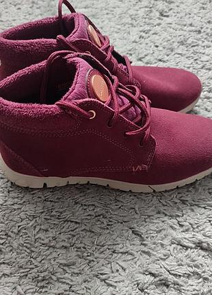 Жіночі замшеві черевички marine suede leather thermo burgundy/warm beige