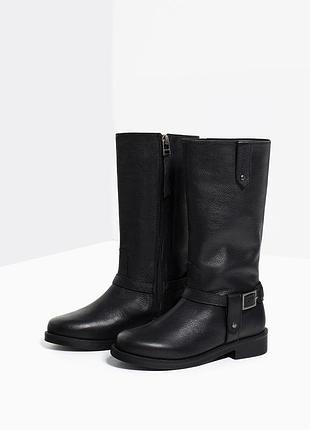 Кожаные сапоги для девочки zara 4