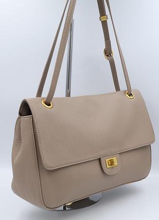 Сумка женская кожаная polina & eiterou 5719 grey-beige