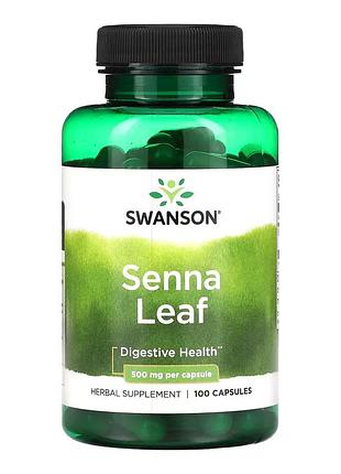 Листья сенны swanson senna leaf 500 мг для поддержки регулярной работы кишечника, 100 капсул