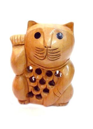 Кот манеки неко дерево кедр с3685-4