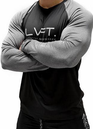 Реглан чоловічий спортивний лонгслів "live fit" чорний 2xl