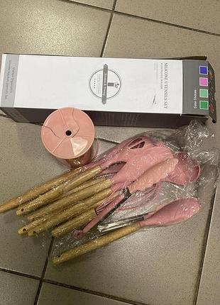 Оченка! набір кухонного приладдя силікон 12 предметів kitchen set, кухонний набір у склянці (пошкодження склянки 3635)