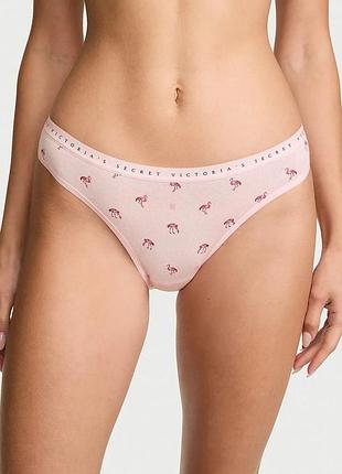Трусики бікіні cotton bikini panty, рожеві з фламінго 🦩 оригінал victoria's secret